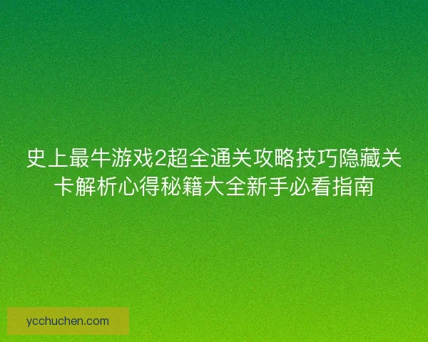 史上最牛游戏2超全通关攻略技巧隐藏关卡解析心得秘籍大全新手必看指南